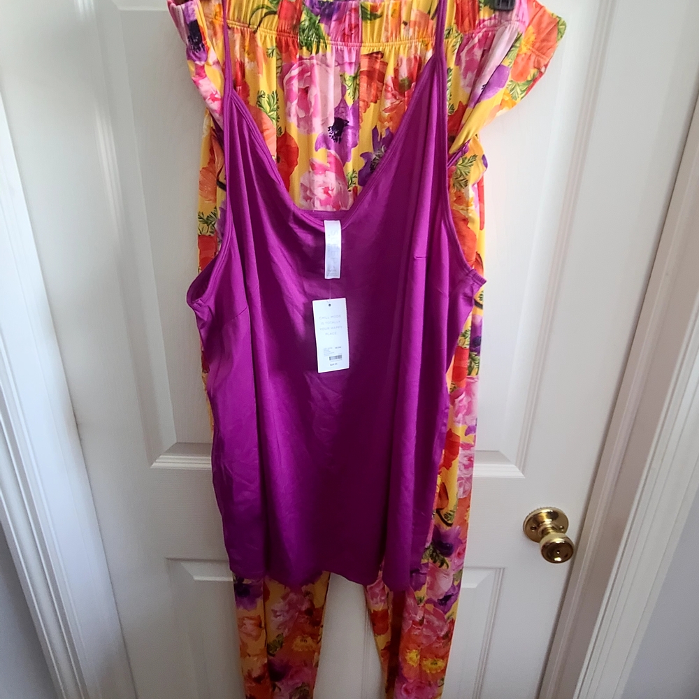 Women's Purple and Floral Sleepwear Set - Picture 2 of 7
